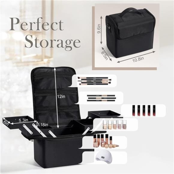 Soft Makeup Box, Large Makeup Organizer Case, Professional Nail Train Bag - Picture 6 of 7